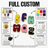 Ensemble de pin's de revers en émail personnalisés avec lettres monstres, badges animaux de dessin animé, broches, mignons souvenirs et cadeaux promotionnels