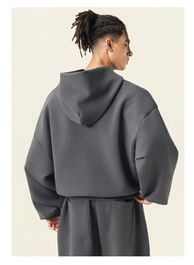 <span class=keywords><strong>Felpa</strong></span> <span class=keywords><strong>con</strong></span> <span class=keywords><strong>Cappuccio</strong></span> Pesante 100% Cotone, Logo Ricamato Personalizzato, 400Gsm, in Spugna Francese, Modello <span class=keywords><strong>Oversize</strong></span> Corto per <span class=keywords><strong>Uomo</strong></span> - Product Image 5