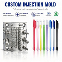 Moule d'injection plastique multi-cavités sur mesure pour capuchons de stylo, fabricant de moules d'injection plastique pour capuchons de stylo à bille avec clip