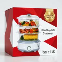 Vaporera Eléctrica de 3 Niveles OEM ODM - Vaporera Multifuncional Certificada por la FDA, CE y RoHS para Verduras, Pescado y Panecillos