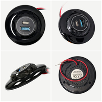 Chargeur USB Type C personnalisé QC 3.0 USB-A et Type C, montage en surface circulaire, pour bus, voiturettes de golf, 12V 24V, prise de chargeur de voiture