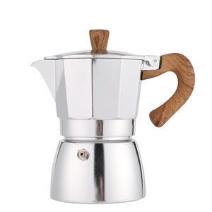Cafetière à expresso italienne en aluminium noir classique avec poignée en Grain de bois percolateur à café Camping Moka Pot - Product Image 3
