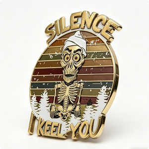 Pin de esmalte de aleación de zinc con diseño de esqueleto personalizado, estilo vintage retro atardecer, para insignia de esmalte duro 2D, para coleccionistas de Navidad y Pascua - Product Image 2