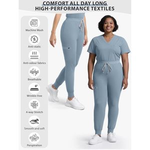 Pantalones Médicos FOXA para Mujer, Suaves, Tipo Jogger, Cintura Media, con Bolsillo con Cremallera, Uniformes de Hospital, Yoga, Corte Ajustado, Estilo Cargo - Product Image 2