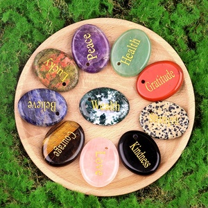 15 Kinds Natural <strong>Amethyst</strong> Crystal Stone OVAL Thumb Pocket Worry Stone Positive Words Tumbled DIY Healing Jewelry Making Gemstone - Product Image 4