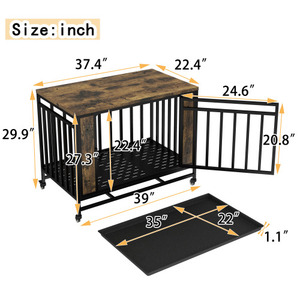 37-inch Vandal-Proof Strong Modern Large <strong>Dog</strong> Crate 2026 Model With New Iron Reinforced Frame And Four-Wheel Mobility Design - Product Image 6