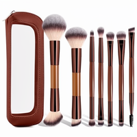 Ensemble de pinceaux de maquillage professionnels avec étui de voyage, poils synthétiques doux, kit cosmétique pour fond de teint, fard à joues, fard à paupières, outil de beauté pour femmes