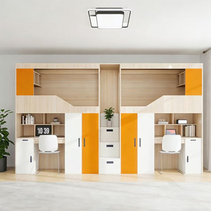 Lit superposé moderne à faible hauteur pour enfants, axé sur la sécurité, avec <span class=keywords><strong>bureau</strong></span> <span class=keywords><strong>intégré</strong></span> et rangement, privilégiant le jeu sûr, l'étude et l'école - Product Image 2