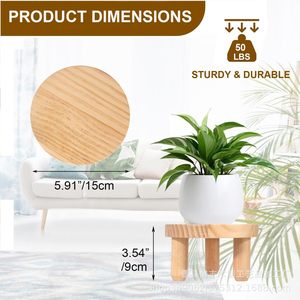 Wooden Plant <b>Stand</b> Round Desktop <b>Pot</b> Tray Handmade Minimalist Decorative Base for Indoor Plants - Product Image 3