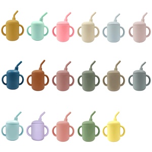 Gobelet anti-fuite en silicone pour bébé, nourrisson et tout-petit, sans BPA, de qualité alimentaire, écologique, sûr et personnalisé, avec couvercle et mini paille en silicone - Product Image 5