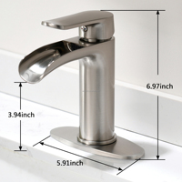 Robinet de lavabo moderne monotrou en acier inoxydable 304 poli avec capteur sans contact et bonde escamotable en céramique