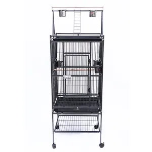 60 Inch With Rolling Stand Play Top And Bird Swing For Parrots Conure Lovebird Cockatiel Parakeets Bird Cage Wrought Iron Animal