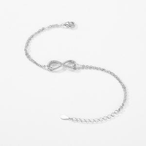 Bracelet chaîne en argent sterling S925 avec zircon, symbole de l'infini, bijoux simples pour tous les jours pour femmes, version en cuivre personnalisable - Product Image 4