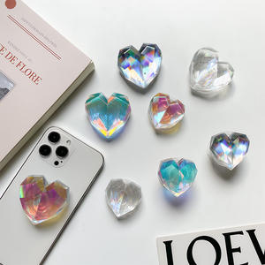 Corea ins transparente láser en forma de corazón anillo de dedo soporte de conversación soporte elástico de teléfono plegable para iPhone Samsung <span class=keywords><strong>Xiaomi</strong></span> - Product Image 3