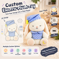 Peluche interactive personnalisée OEM Lapin Dormeur, avec fonctions d'enregistrement, de chant, de danse, de respiration et de lumière LED, jouet animal en peluche intelligent pour le confort