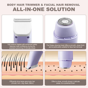 Tondeuse bikini à têtes remplaçables pour femmes-Rasoirs électriques indolores pour <span class=keywords><strong>peau</strong></span> de soie, rasoir sans fil pour cheveux corporels pour - Product Image 3