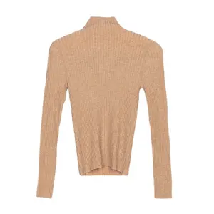 봄과 가을 새로운 단색 하프 하이 칼라 어깨 스마트 작은 신선한 바닥 셔츠 스웨터 사용자 정의