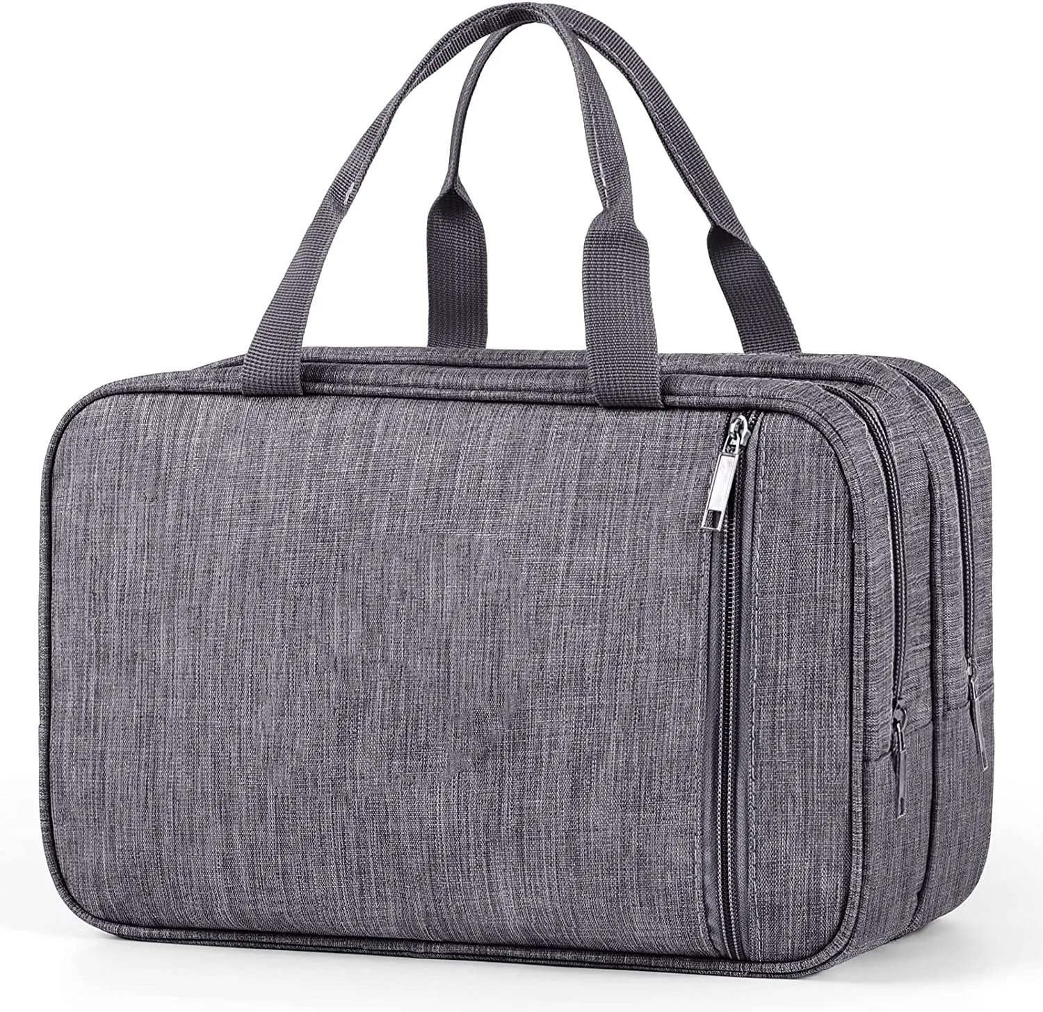 Bolsa de artículos de tocador de viaje grande Oxford gris, organizador, bolsa de cosméticos resistente al agua, bolsa de cosméticos portátil de moda