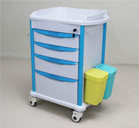 Chariot médical multifonctionnel HOCHEY MEDICAL CM-12B, chariot médical mobile avec tiroirs verrouillables, bacs à déchets pour les soins aux patients