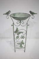 Bol de bain d'oiseaux détachable avec treillis en fer, ornement de jardin extérieur en métal pour oiseaux