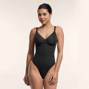 हेक्सिन थोक गहरे वी-गर्दन को कवर किया गया बम्पसूट थॉन्ग बॉडीसूट पेच दिल कॉलर फिट महिला आराम शेपवियर - Product Image 2