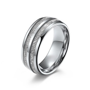 Anillo de Boda de Acero de Tungsteno de 8mm con Incrustaciones de Estilo Hielo, Unisex, Moderno, Simple, Elegante, en Oro, Plata y Negro - Product Image 5