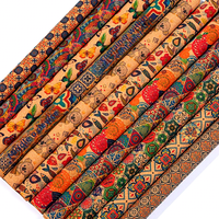 Tissu textile en cuir synthétique imprimé de fleurs naturelles, écologique, en liège de bois, pour papier peint, sacs à main, chaussures, décoration