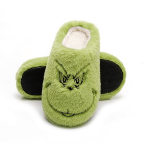 Thick Warm and Soft Grinch Themed Christmas Polyester <b>Slippers</b> Winter Indoor Footwear Factory - Product Image 3