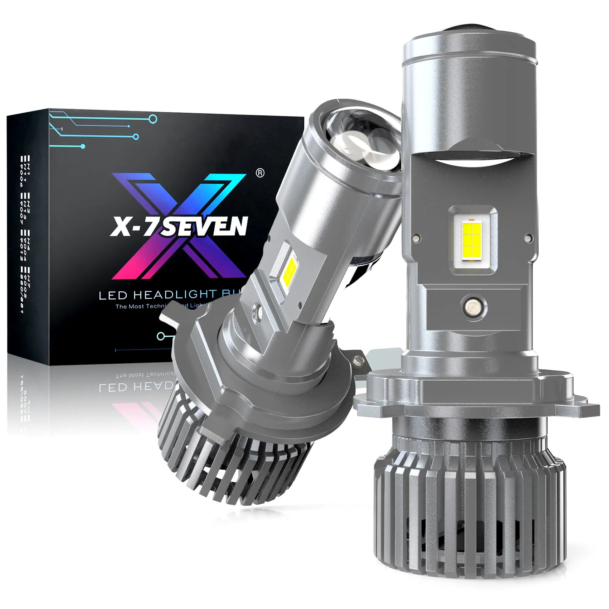 X-7SEVEN lumino ไฟหน้า LED แบบ H4 85W 8500ลูเมนพร้อมสาย CANbus โปรเจคเตอร์มินิเลนส์ LED ไฟหน้า LED โปรเจคเตอร์เลนส์ LED