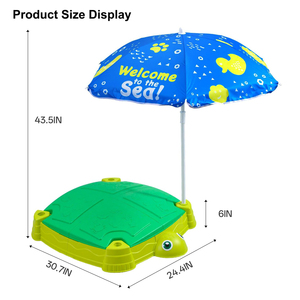 Nouvelle Grande Boîte à <span class=keywords><strong>Sable</strong></span> Carrée Tortue 2026 pour Enfants avec <span class=keywords><strong>Couvercle</strong></span> de Protection et Parasol Réglable, Inclut un Ensemble de 10 Jouets de Plage - Product Image 6