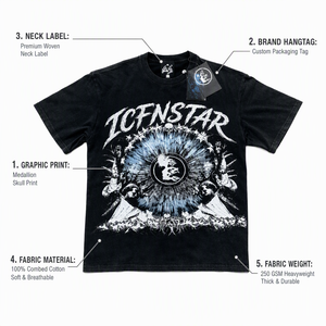 T-shirt graphique noir délavé 100 % coton surdimensionné personnalisé pour homme, manches courtes, col rond, coupe ample, style streetwear décontracté - Product Image 4