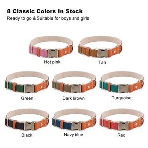 Diseño personalizado al por mayor de cuero auténtico respetuoso con el medio ambiente de cáñamo correas de doble capa collares para perros - Product Image 5