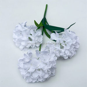Flores Decorativas para Boda L-728, Nuevo Diseño, 3 Cabezas de Hortensia, Tela Floral, Hortensias Blancas como la Nieve, Flores Artificiales para Boda - Product Image 2