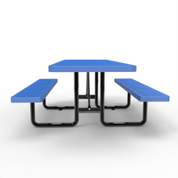 OEM 96 ADA Mobilier d'extérieur moderne en métal perforé bleu, tables et chaises immergées, personnalisable pour parcs, bars et campus