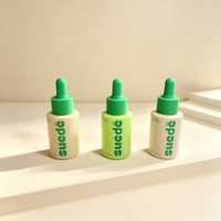 Flacon compte-gouttes rond en verre vide de 30 ml et 50 ml, couleur verte personnalisée, pour huiles essentielles et sérums, conteneur cosmétique OEM ODM avec boîte