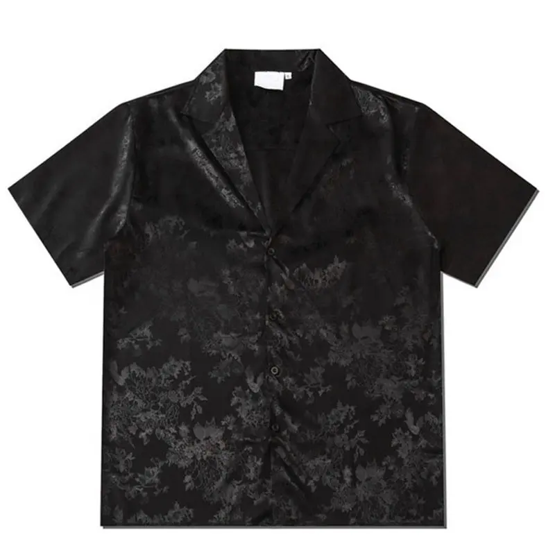 Hot sale New fashion brand Street wear men's Short Sleeve black Shirt casual button up men's shirt