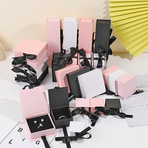 Factory Wholesale Eco-Friendly 2cm Ribbon Flip Jewelry <strong>Storage</strong> Gift <strong>Box</strong> High <strong>Cardboard</strong> Packaging Recycled Materials for Earring - Product Image 2