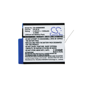 Batterie pour <span class=keywords><strong>GoPro</strong></span> Hero <span class=keywords><strong>8</strong></span> Black, Hero 7 Black, Hero 6, 5, SPJB1B 601-27537-000 AHDBT-801 1220mAh - Product Image 3