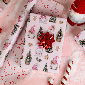 Reversible Christmas Wrapping Paper 17 Inch X 33 Feet Pink Watercolour Santa Claus <b>Candy</b> <b>Cane</b> - Product Image 2