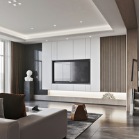 Meuble TV LED Minimaliste en MDF Blanc, Chêne Clair, Crème Nordique, Scandinave pour Bureau à Domicile