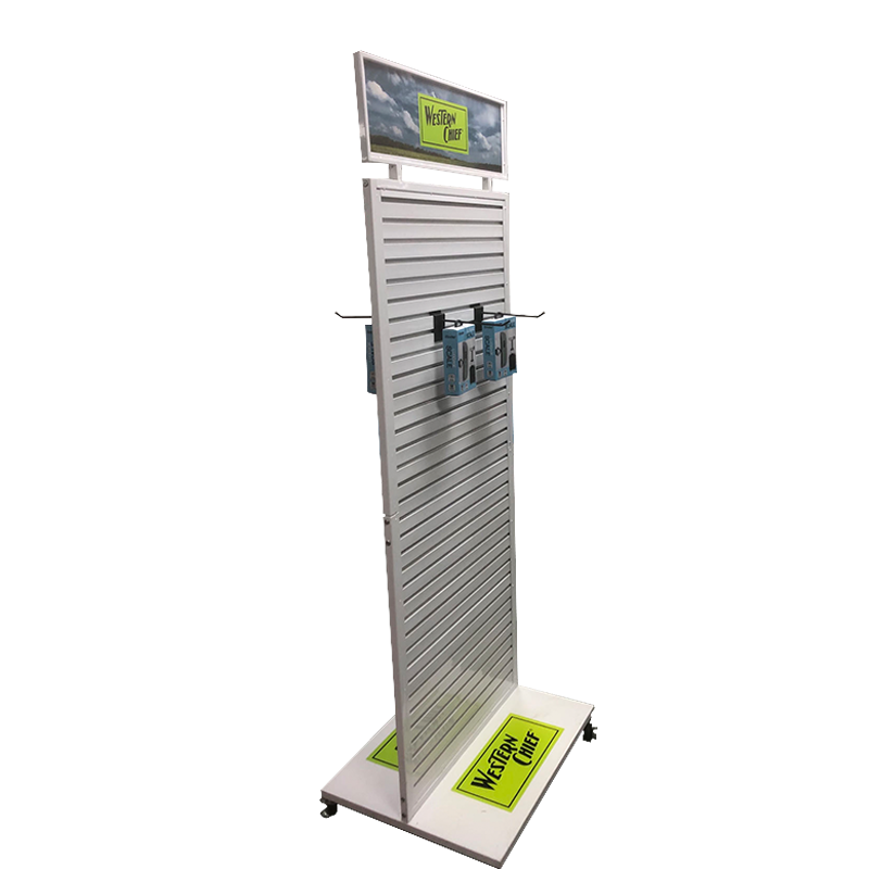 Apache Heavy Duty Double-Sided Slatwall Electronic Accessories Display Rack with Removable Hooks Powder Coated Finish — view 3