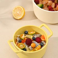 Marmite à soupe écologique à double anse en verre + couvercle en silicone 1200 ml compatible avec les plaques à induction, passe au lave-vaisselle et au micro-ondes