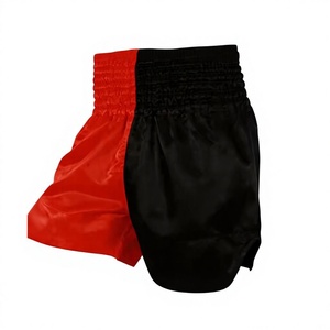 <b>Men</b> Athletic Boxing Shorts Custom Design Breathable Quick Dry Training Mid Waist Color Blocked <b>Satin</b> Shorts Red Black Elastic - Product Image 1