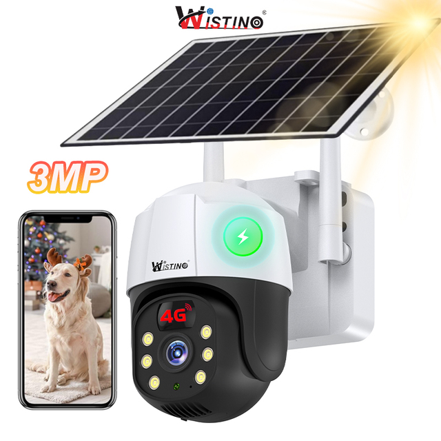 Wistino 3mp V380 Pro Wifi Camera Solar 360 Degree Rotation Detection Alarm Solar Camera Wireless Outdoor