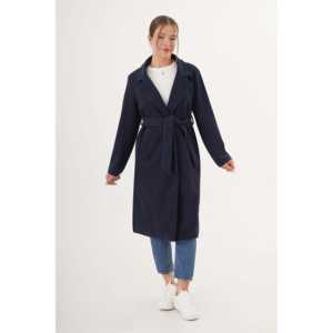 Abrigo Largo de Cachemira Azul Marino para Mujer, Manga Larga, Informal, Tejido Cálido - Product Image 5