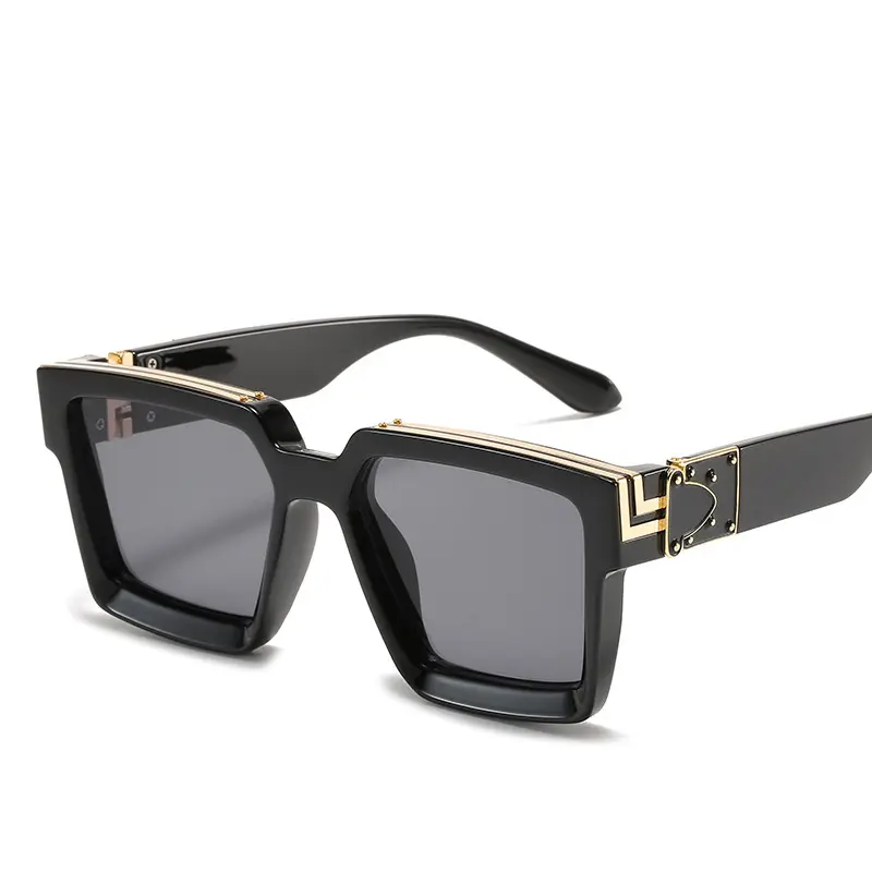 Yeni marka büyük siyah güneş gözlüğü <span class=keywords><strong>moda</strong></span> sıcak satış kare Vintage erkekler kadınlar lüks güneş gözlüğü
