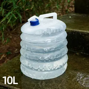 Secchio retrattile da esterno da 10 litri contenitore per acqua potabile a piedi con rubinetto pieghevole borsa per l'acqua da campeggio