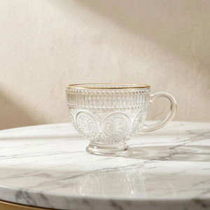 Taza de Café de Vidrio de 200 ml, Tazas de Café Nórdicas Vintage con Asa para Agua, Café, Té, Leche, Vasos de Vidrio para Bebidas - Product Image 1