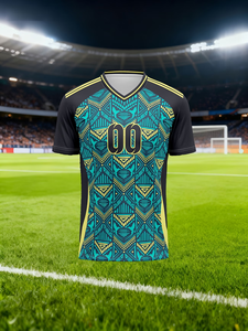 Jersey Sepak Bola Kustom Nama Nomor Tim Warna-Warni Atasan Pendek Bernapas Cepat Kering Cetak Musim Panas 100% Poliester Sublimasi Panas 3D - Product Image 5