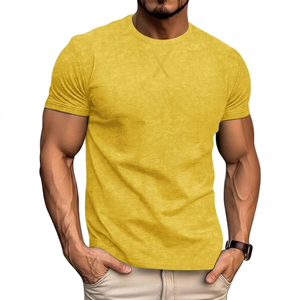 T-shirts Athlétiques Basiques à Col Rond pour Hommes, Hauts Décontractés 100% Coton 160 GSM, Mode Estivale, Logo Personnalisé OEM, Vente en Gros - Product Image 1